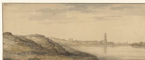 Gezicht op Rhenen by Aelbert Cuyp, drawing, 1630-1691