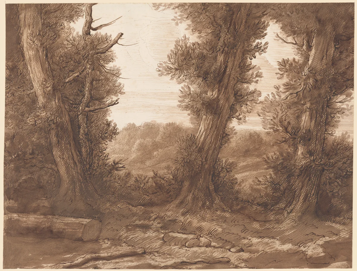 The Big Trees by Alphonse Legros, drawing, 1837-1911