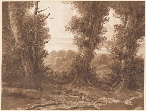 The Big Trees by Alphonse Legros, drawing, 1837-1911