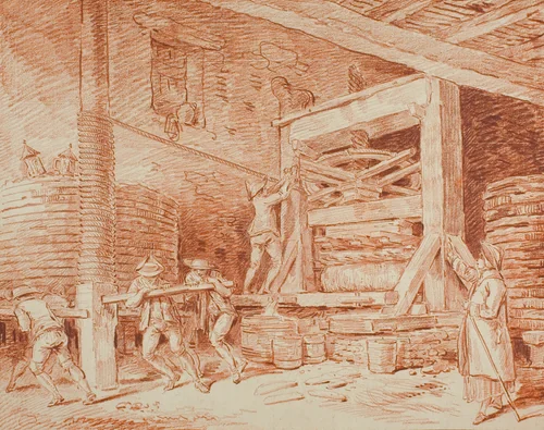 An Olive Oil Press by Hubert Robert, drawing, 1754-1764