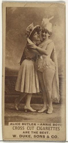 Alice Butler and Annie Boyd, from the Actors and Actresses series (N145-3) issued by Duke Sons & Co. to promote Cross Cut Cigarettes by W. Duke, Sons & Co., photograph, 1880-1889