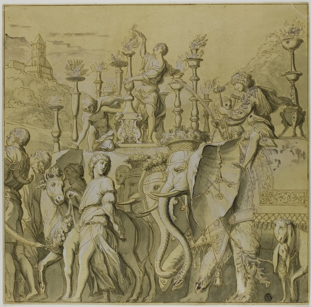 Triumphs of Julius Caesar: Canvas No. V by Andrea Mantegna, drawing, 1700-1799