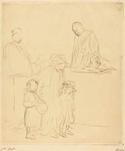 La sortie de l'audience (1ère planche) (Coming Out of the Hearing) (first plate) by Jean-Louis Forain, print, 1909