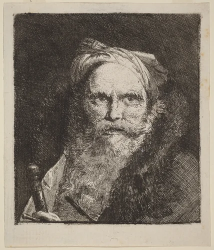 Old Man with a Sword by Giovanni Domenico Tiepolo, print, 1762