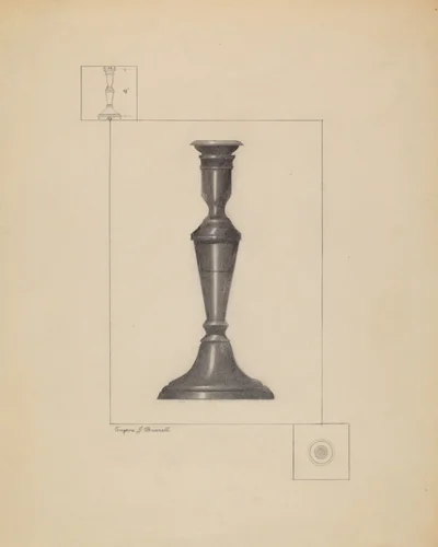 Candlestick by Eugene Barrell, index of american design, 1936