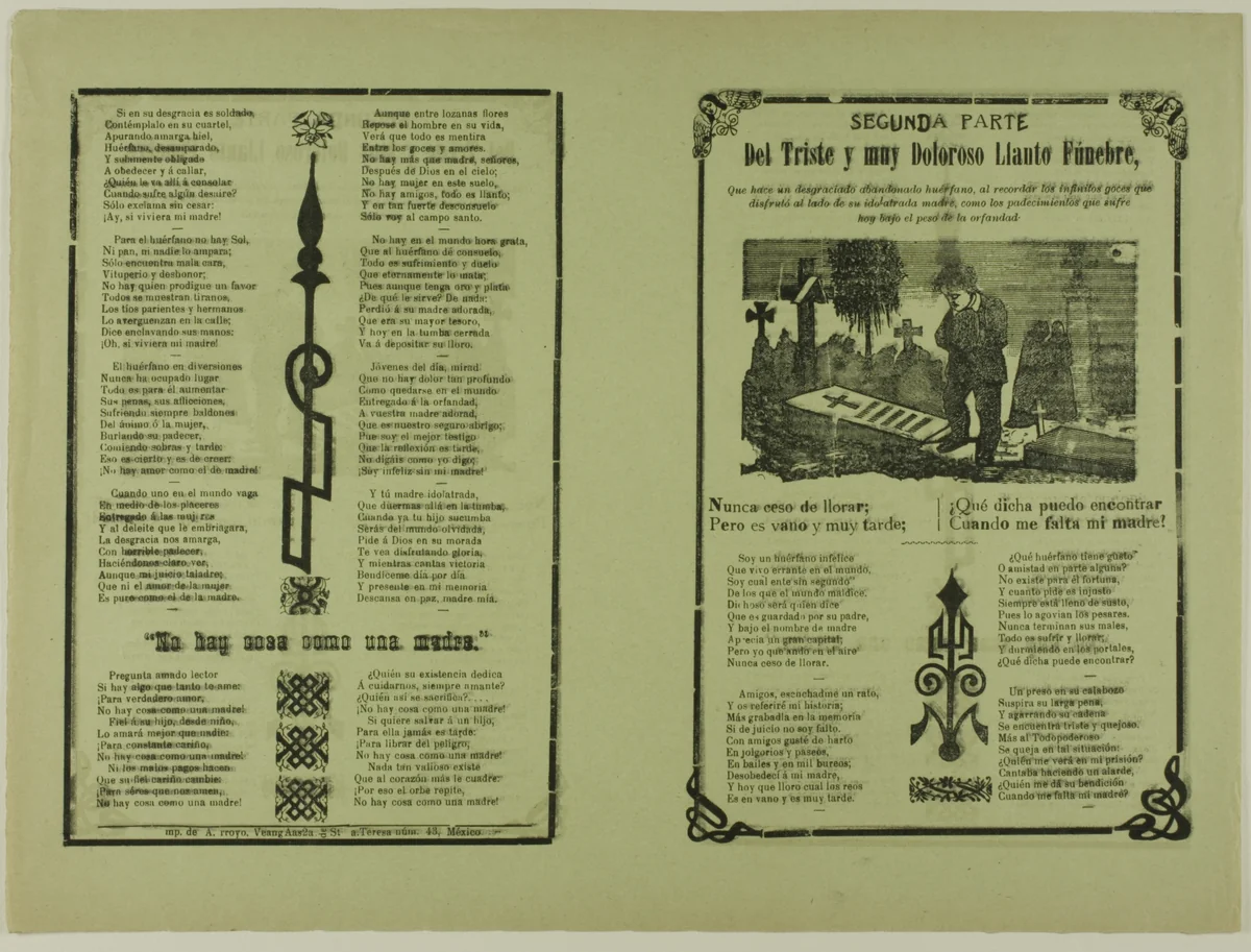 Segunda parte del triste y muy doloroso llanto fúnebre (Second Part of the Sad and Very Painful Funeral Cry) by Manuel Manilla, print, 1850-1900