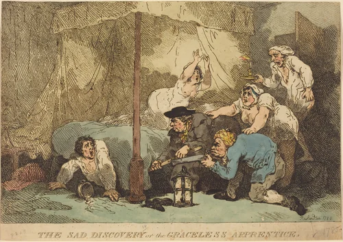 The Sad Discovery, or The Graceless Apprentice by Thomas Rowlandson, print, 1785