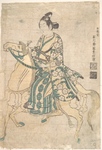 Actor Sanokawa Ichimatsu as Young Samurai riding on Horse-back by Ishikawa Toyonobu, print, 1711-1785