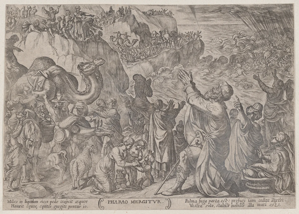 Plate 8: The Egyptians Drowning in the Red Sea, from "The Battles of the Old Testament" by Antonio Tempesta, print, 1585-1615
