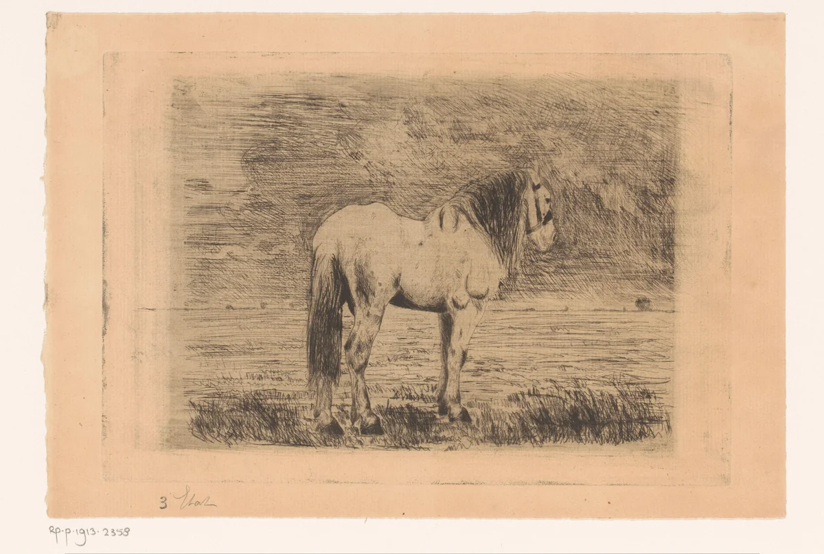 Paard by Paul Parmentier, print, 1864-1902