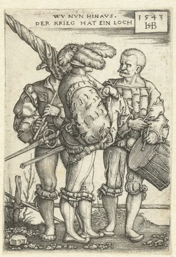 Vaandeldrager, tamboer en fluitspeler by Unknown, print, 1543