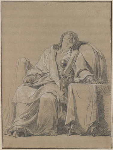 Youth Sleeping in a Chair by François-André Vincent, drawing, 1766-1777