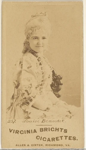 Card 257, Louise Beaudet, from the Actors and Actresses series (N45, Type 1) for Virginia Brights Cigarettes by Allen & Ginter, photograph, 1885-1891