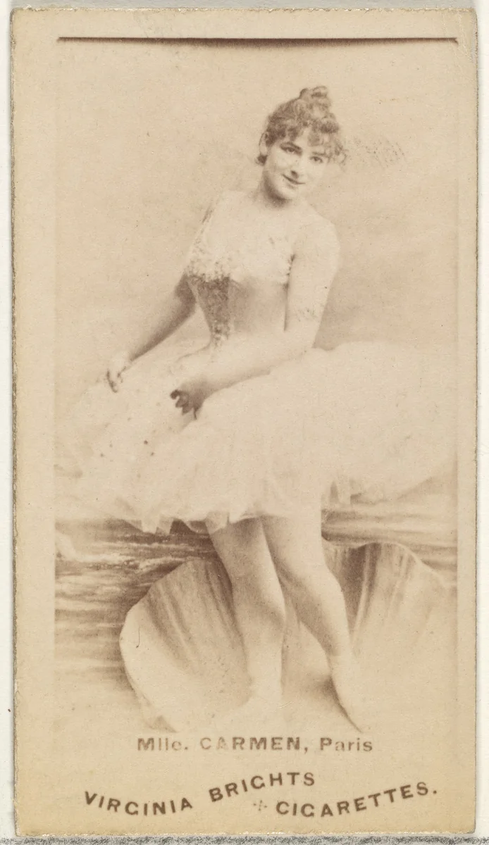 Mlle. Carmen, Paris, from the Actors and Actresses series (N45, Type 1) for Virginia Brights Cigarettes by Allen & Ginter, photograph, 1885-1891