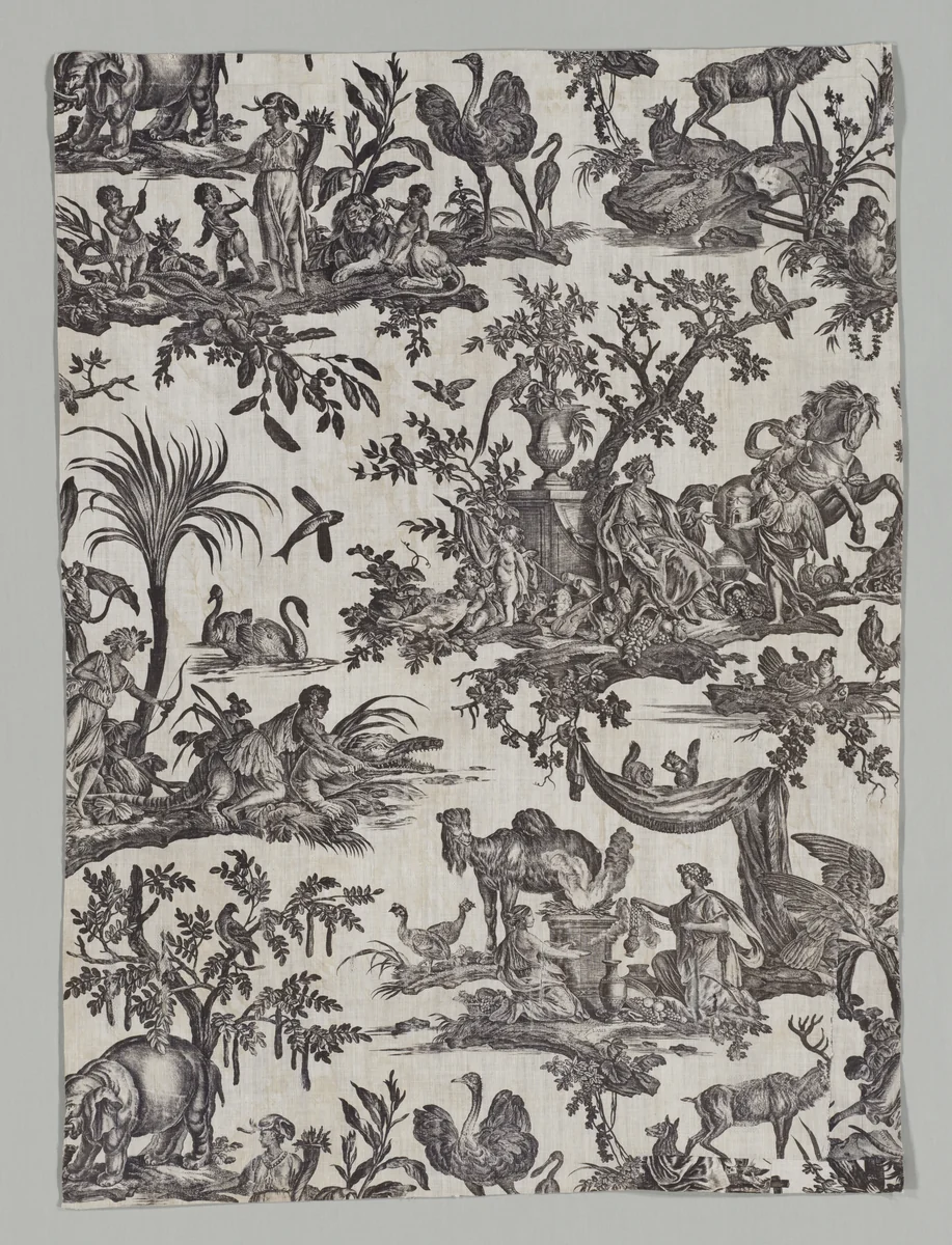 The Four Continents by Christophe Philippe Oberkampf, textile, 1790