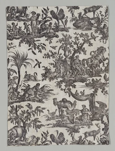 The Four Continents by Christophe Philippe Oberkampf, textile, 1790