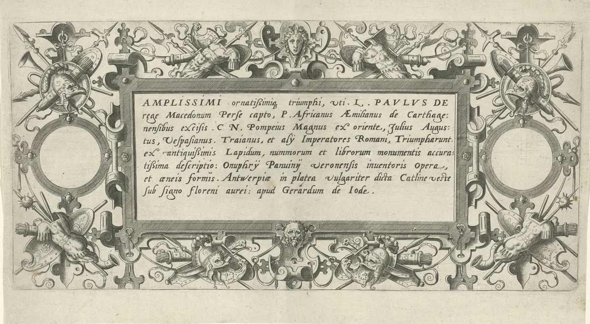 Titelprent voor een serie met Romeinse triomfen by Unknown, print, 1547-1591