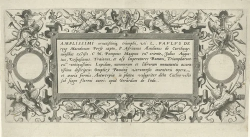 Titelprent voor een serie met Romeinse triomfen by Unknown, print, 1547-1591