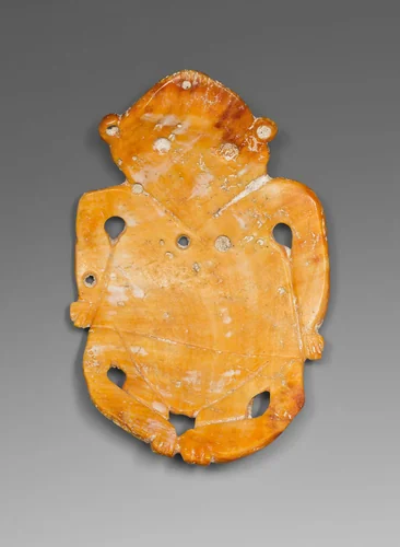 Pendant Depicting a Seated Figure by Colima or Jalisco, metalwork, -200-200