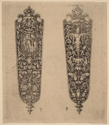 Ornament for Knife Handle by Theodor de Bry, print, 1528-1598