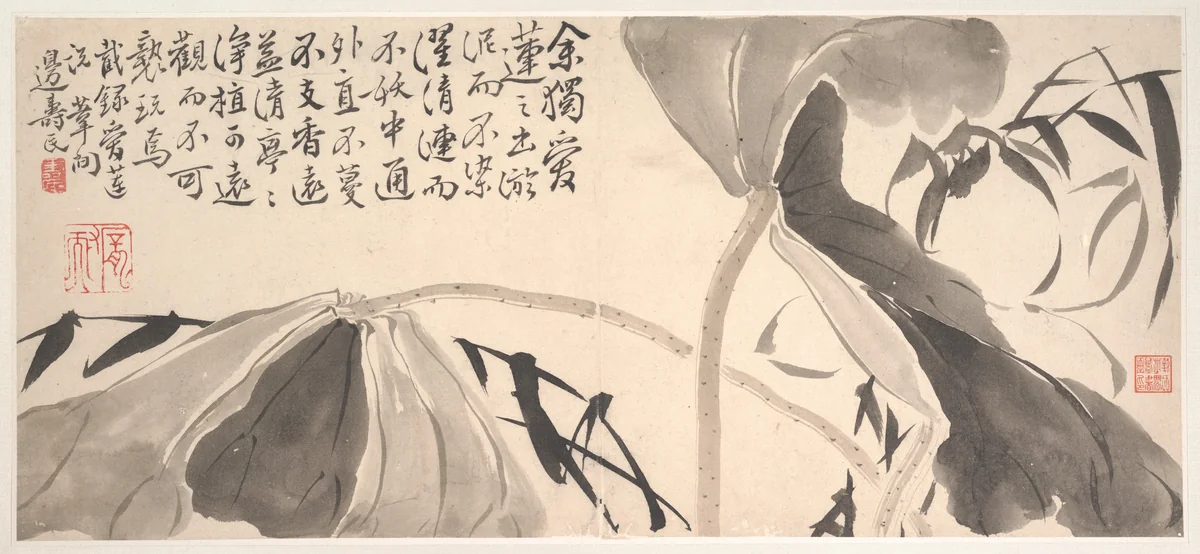 Lotus Leaves and Water Reeds by Bian Shoumin, painting, 1729-1750