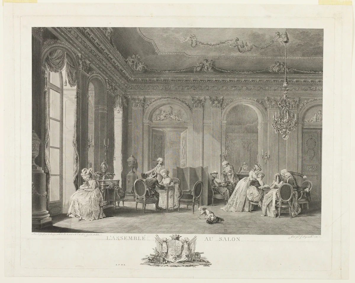 The Assembly in the Drawing Room by François Dequevauviller, print, 1765-1807