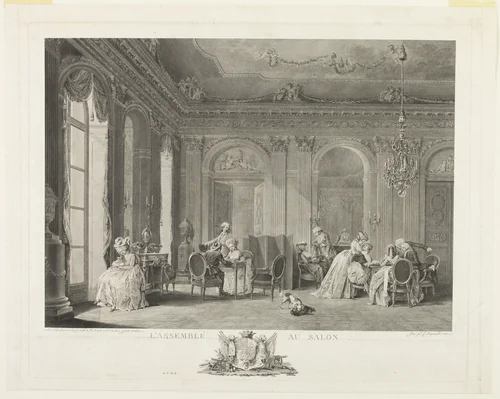 The Assembly in the Drawing Room by François Dequevauviller, print, 1765-1807