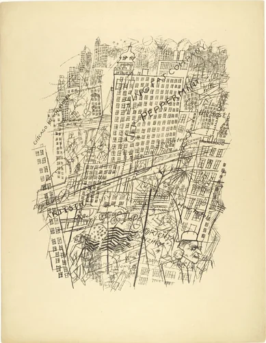 Memory of New York (Erinnerung an New York) from The First George Grosz Portfolio (Erste George Grosz-Mappe) by George Grosz, print, 1915