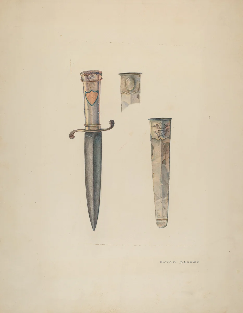 Silver Dagger and Sheath by Oscar Bluhme, index of american design, 1940