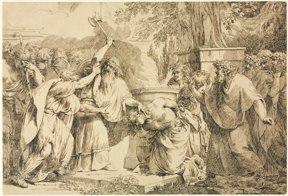 A Sacrifice Interrupted by John Hamilton Mortimer, drawing, 1770-1779