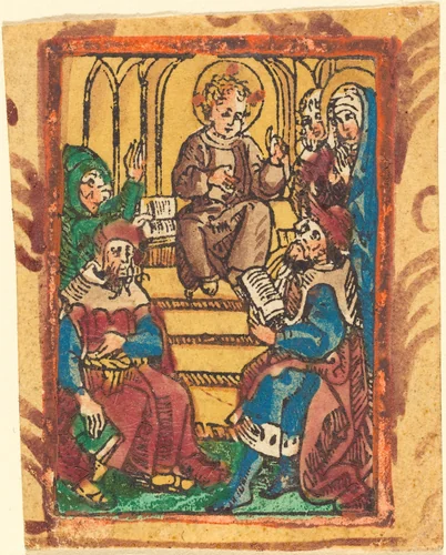 The Twelve Year Old Jesus in the Temple by German 15th Century, print, 1490-1500