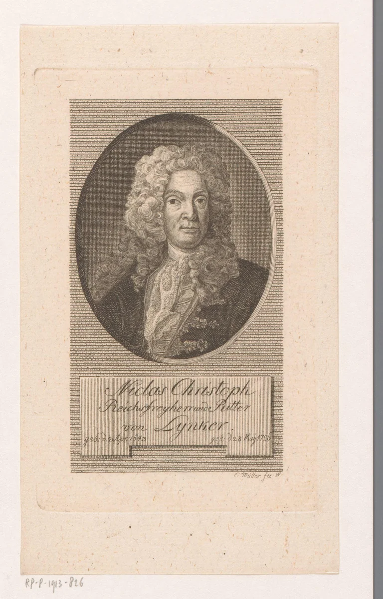 Portret van Nicolaus Christoph Lunker by Johann Christian Ernst Müller, print, 1776-1824