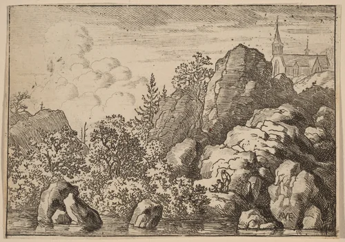 Church on a Hill by Allart van Everdingen, print, 1645-1656