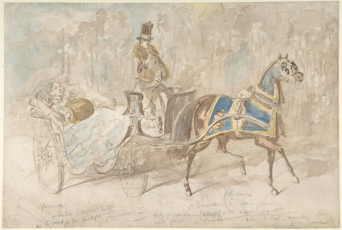 Winter Drive by Constantin Guys, drawing, 1815-1892