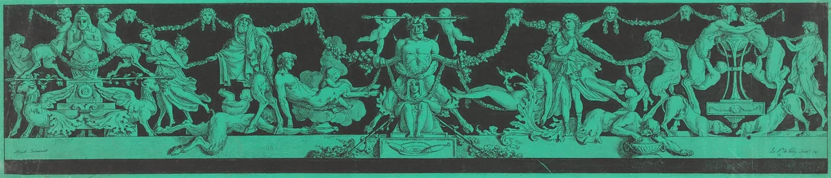 A Bacchanale with Egyptian and Classical Figures by Jean-Philippe-Guy le Gentil Charles Monnet, print, 1787