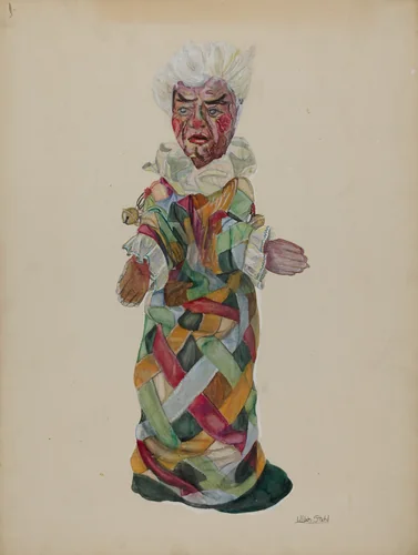 Clown Hand Puppet by Lillian Stahl, index of american design, 1935-1942
