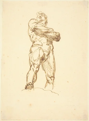 A Heroic Male Nude by Bertel Thorvaldsen, drawing, 1770-1844