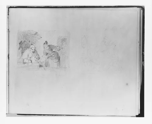 Two Sketches of Interior Scenes (from Sketchbook) by Francis William Edmonds, artwork, 1835-1839