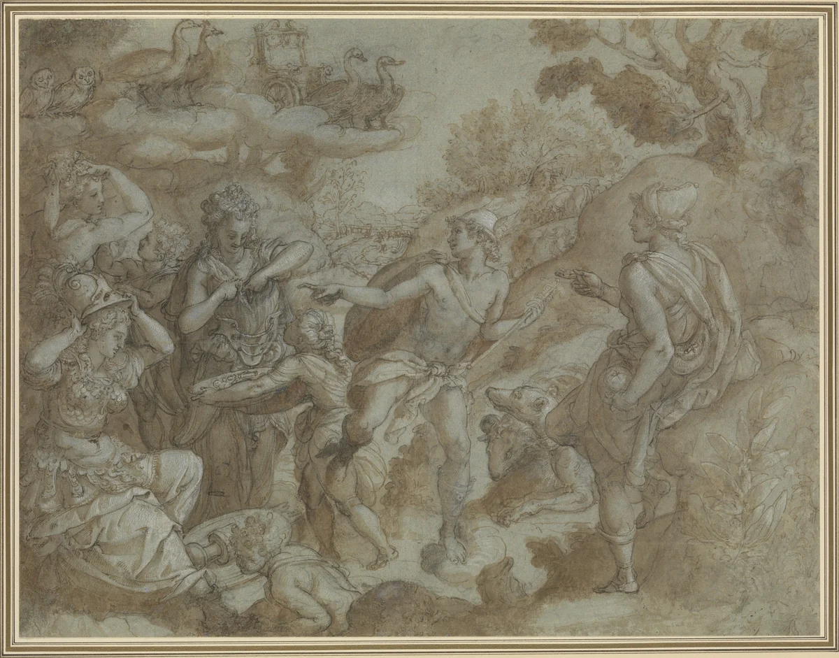 The Judgment of Paris by Alessandro Allori, drawing, 1583