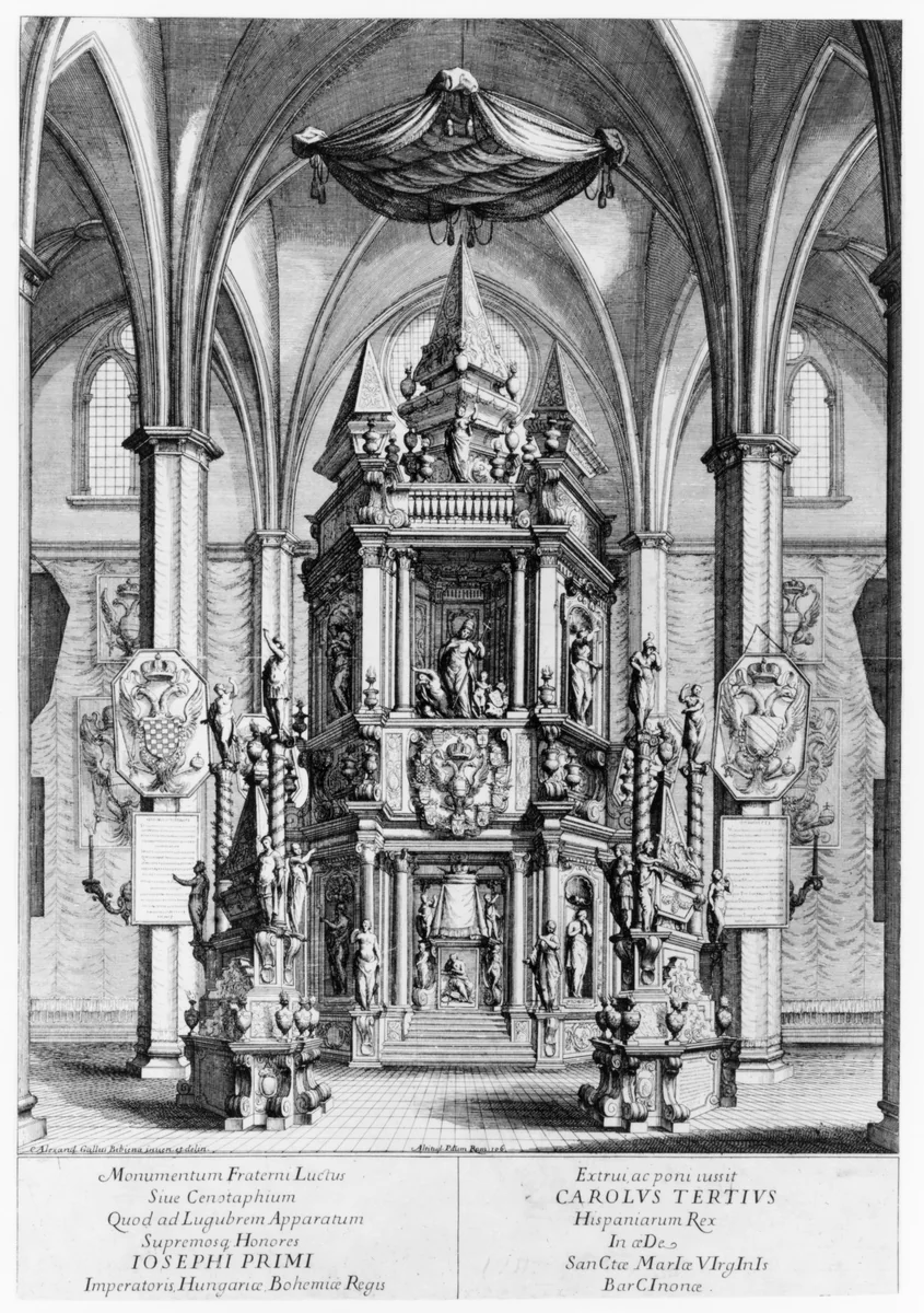 Tomb of Joseph I, Emperor of Hungary, King of Bohemia by Alexander Galli Bibiena, print, 1700-1769