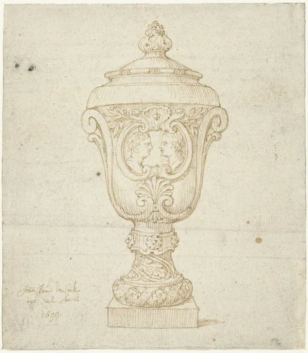 Tuinvaas met deksel by Jan Claudius de Cock, drawing, 1699