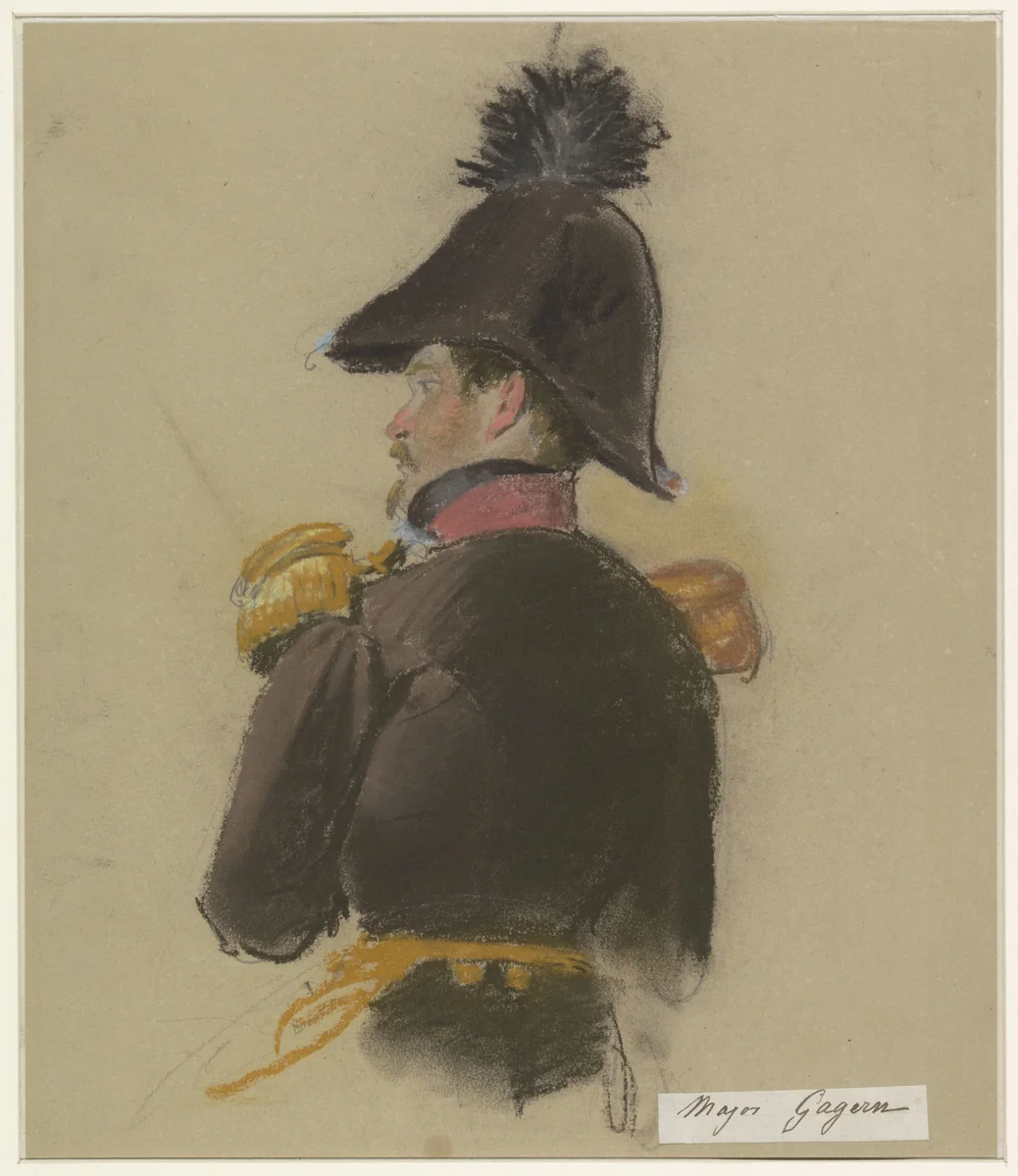 Majoor von Gagern, op de rug gezien by Jacob Joseph Eeckhout, drawing, 1803-1861
