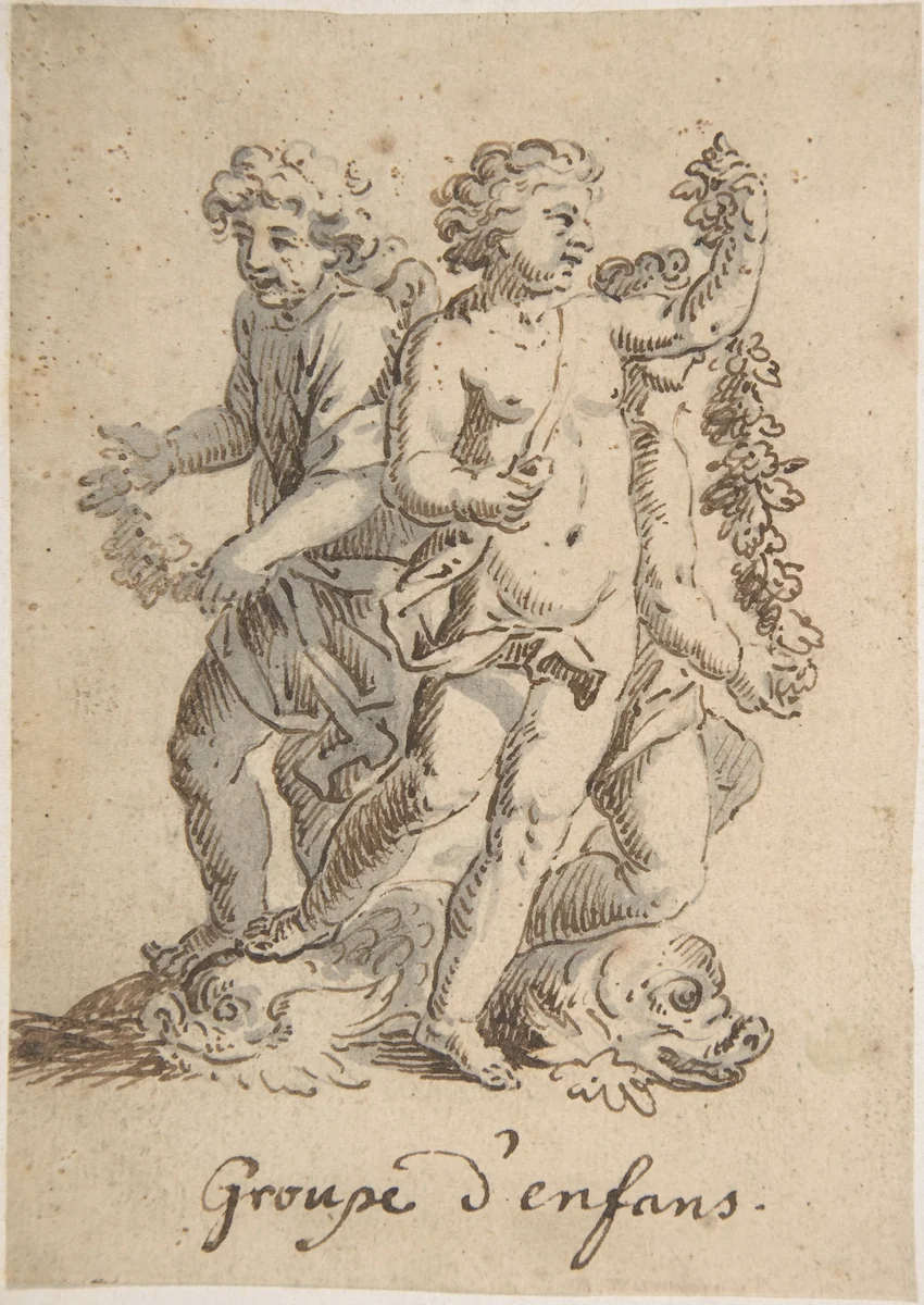 Groupe d'enfans by anonymous, drawing, 1600-1699