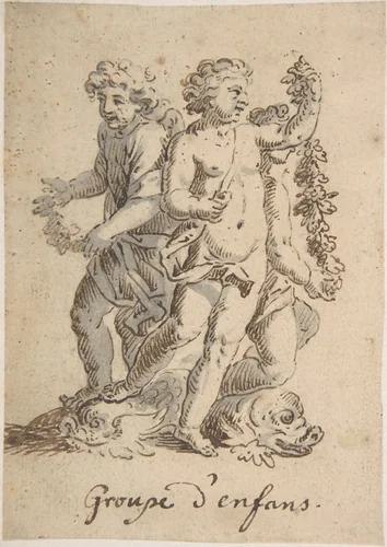 Groupe d'enfans by anonymous, drawing, 1600-1699