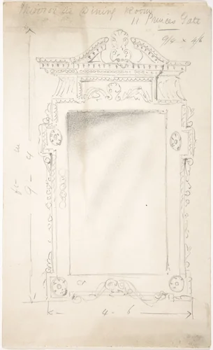 Design for a Dining Room Mirror, for 11 Princes Gate, London by anonymous, drawing, 1800-1900