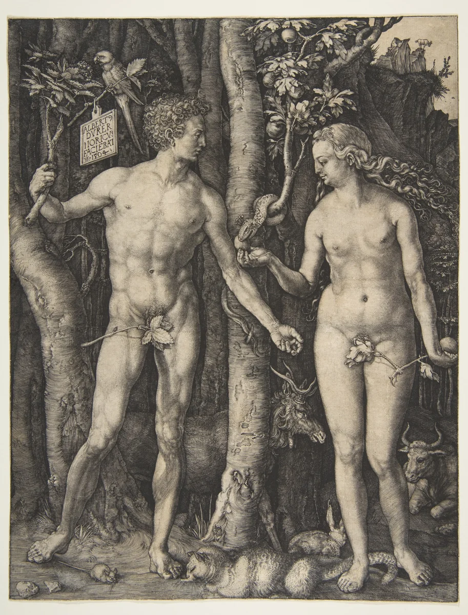 Adam and Eve by Albrecht Dürer, print, 1504