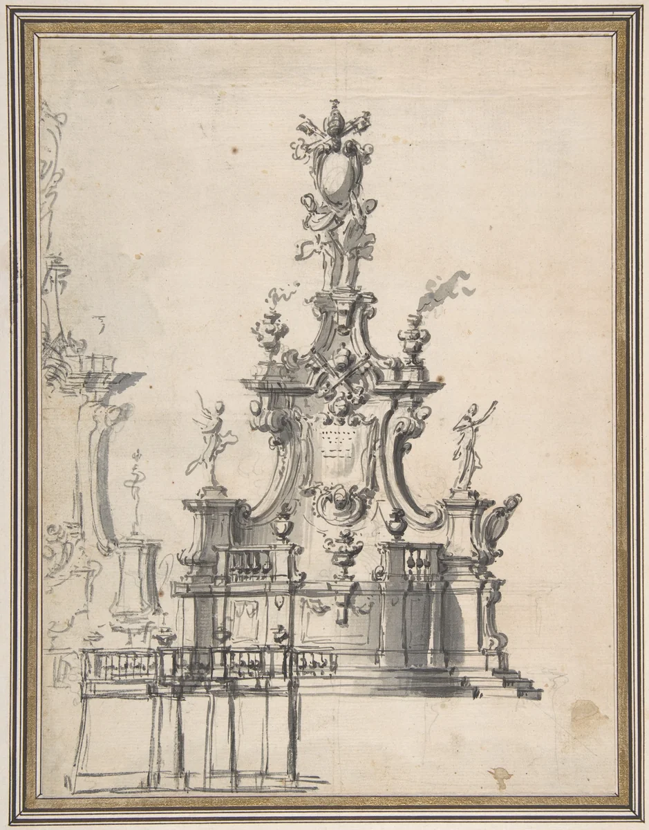 Design for a Catafalque or a Tomb Monument by anonymous, drawing, 1700-1800