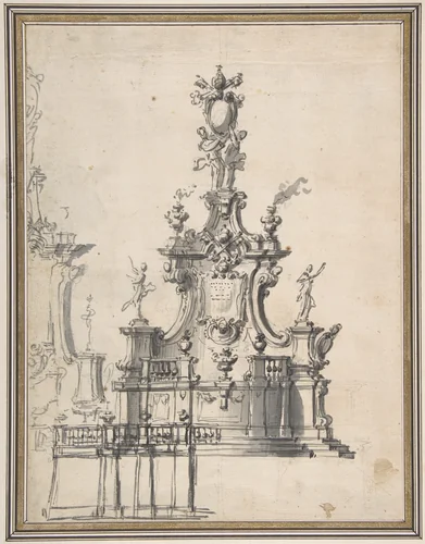 Design for a Catafalque or a Tomb Monument by anonymous, drawing, 1700-1800