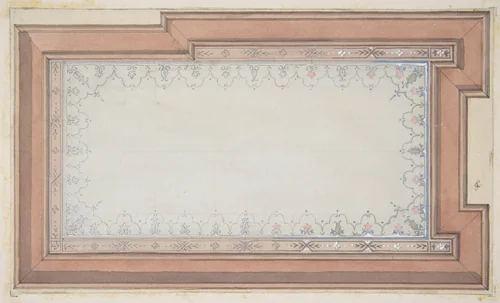 Design for the painted decoration of a ceiling by Jules-Edmond-Charles Lachaise, drawing, 1830-1897