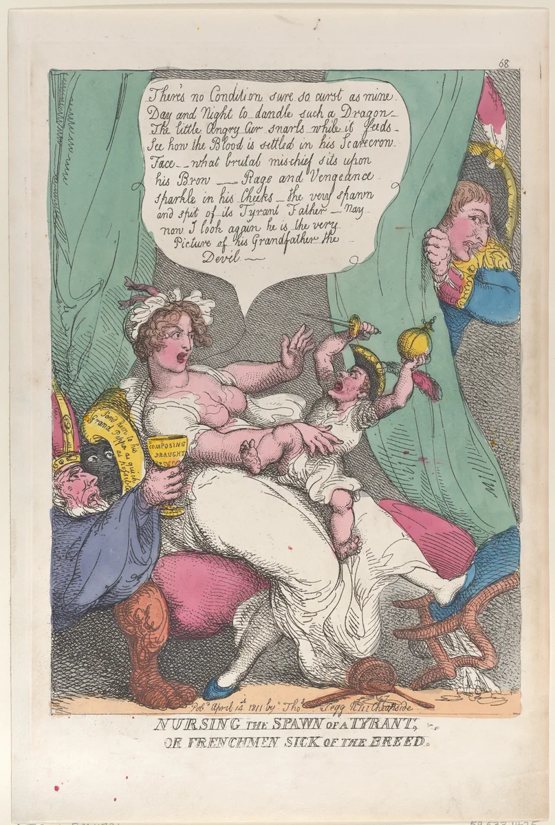 Nursing the Spawn of a Tyrant by Thomas Rowlandson, print, 1811